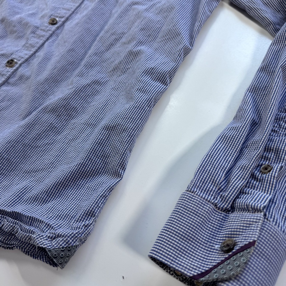 TED BAKER Long Sleeve Button Down Shirt Mens 2 (Small) Blue Check Turkey - Picture 4 of 16